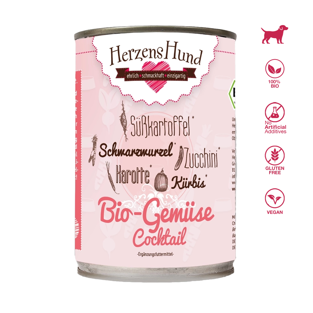 HerzensHund | Bio-Gemüsecocktail (Bio-Kürbis Bio-Süsskartoffel Bio-Karotte Bio-Zucchini Bio-Wurzelgemüse)