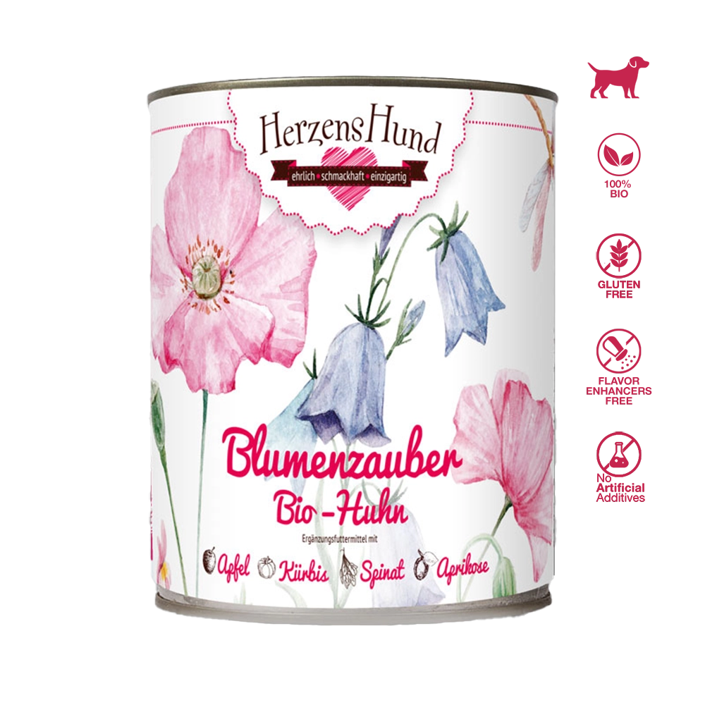 HerzensHund | Blumenzauber Bio-Huhn mit Bio-Apfel