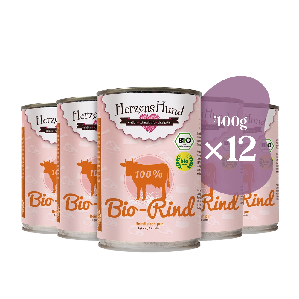 HerzensHund | Reinfleisch 100% Bio-Rind (Muskelfleisch Herz Lunge)