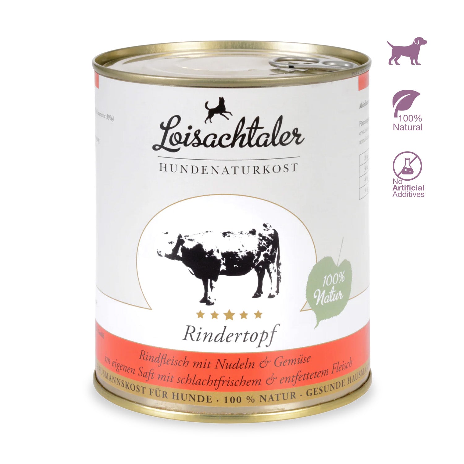 Der Loisachtaler Rindertopf von PetsFinest ist in der Dose erhältlich, 100 % natürlich, ohne künstliche Zusätze und Natur-Hundefutter.