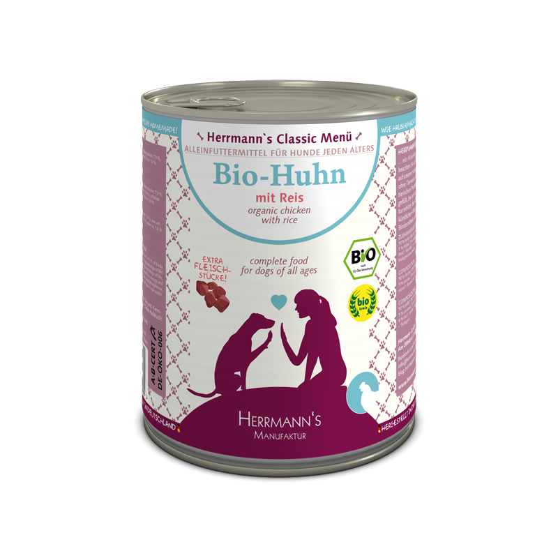 Herrmanns Bio-Huhn mit Reis | Dose-PetsFinest