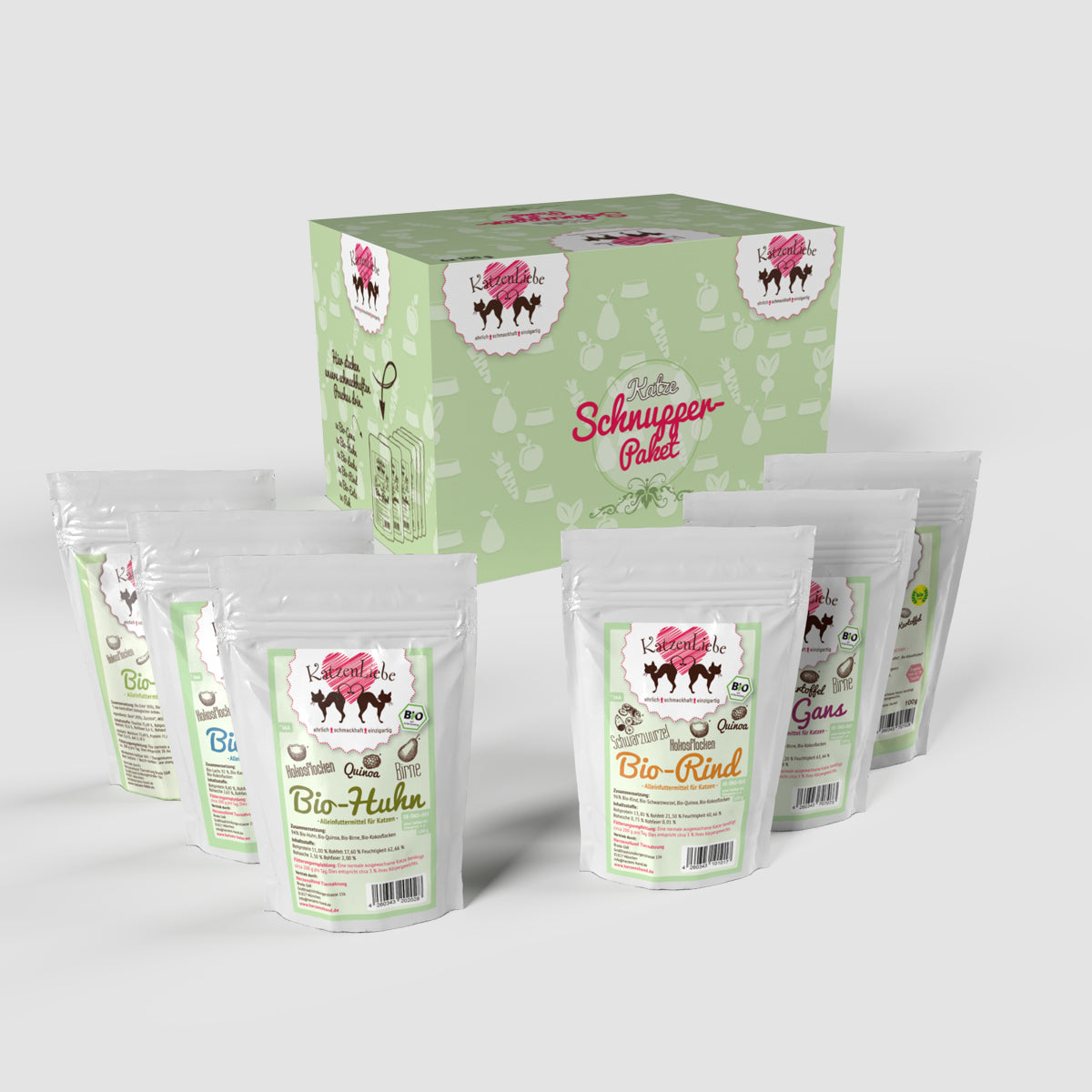 Katzenliebe | Schnupperpaket Katze aller 6 KatzenLiebe Menues | Pouch-PetsFinest