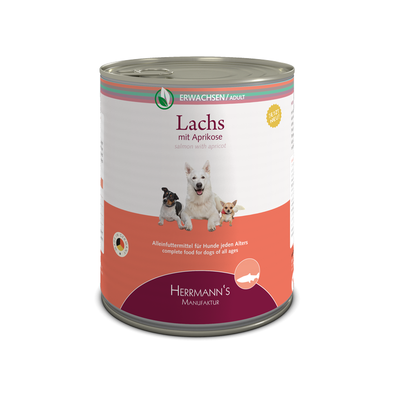 Herrmanns Erwachsen Lachs | Aprikose Kartoffel und Chiasamen | Dose-PetsFinest