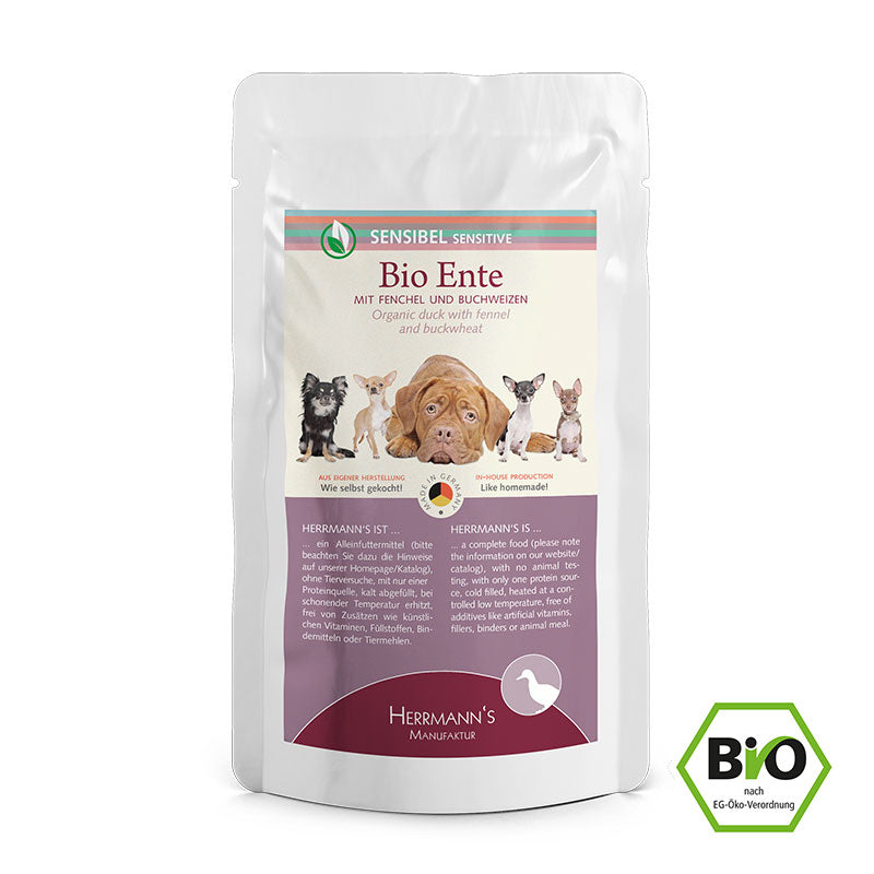 Herrmanns Sensibel Bio-Ente | Fenchel Apfel und Buchweizen | Pack-PetsFinest