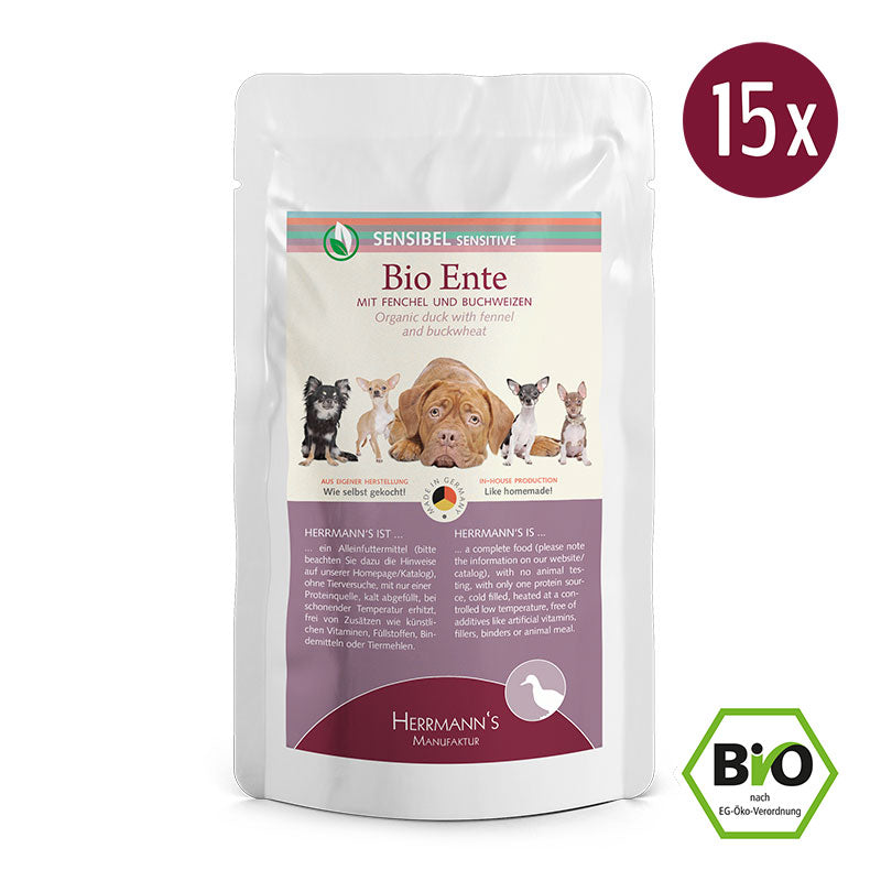 Herrmanns Sensibel Bio-Ente | Fenchel Apfel und Buchweizen | Pack-PetsFinest