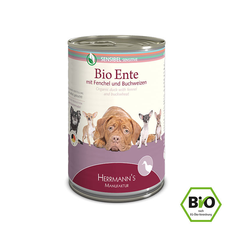 Herrmanns Sensibel Bio-Ente | Fenchel Apfel und Buchweizen | Pack-PetsFinest