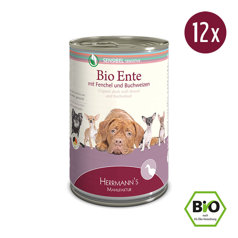 Herrmanns Sensibel Bio-Ente | Fenchel Apfel und Buchweizen | Pack-PetsFinest