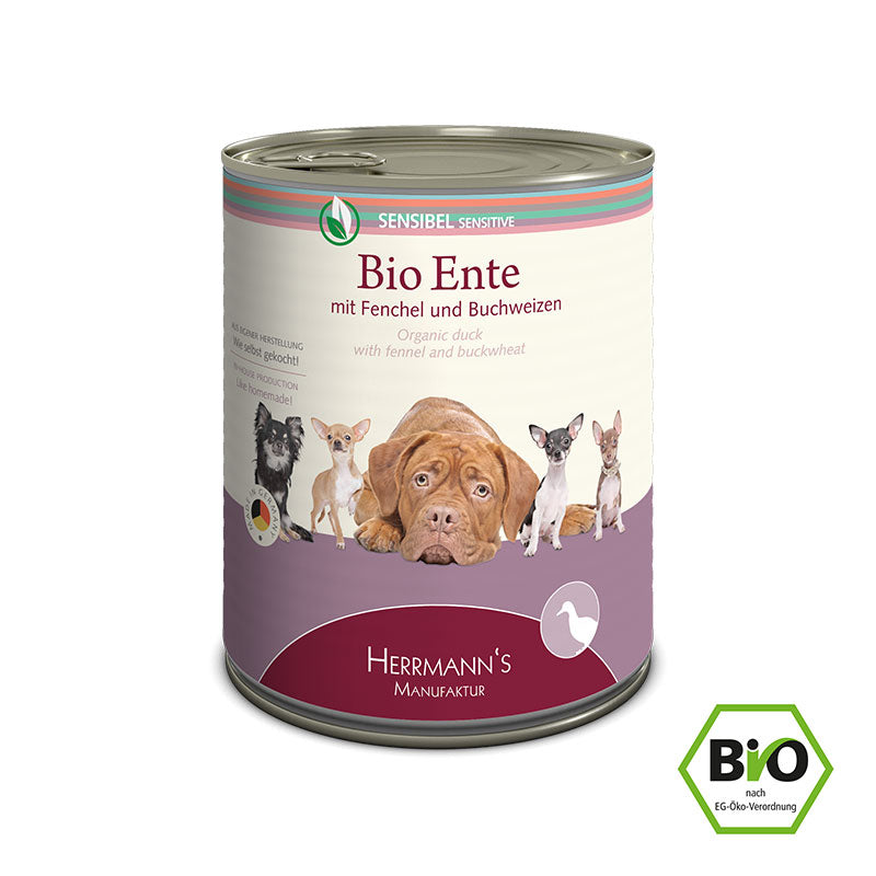 Herrmanns Sensibel Bio-Ente | Fenchel Apfel und Buchweizen | Pack-PetsFinest