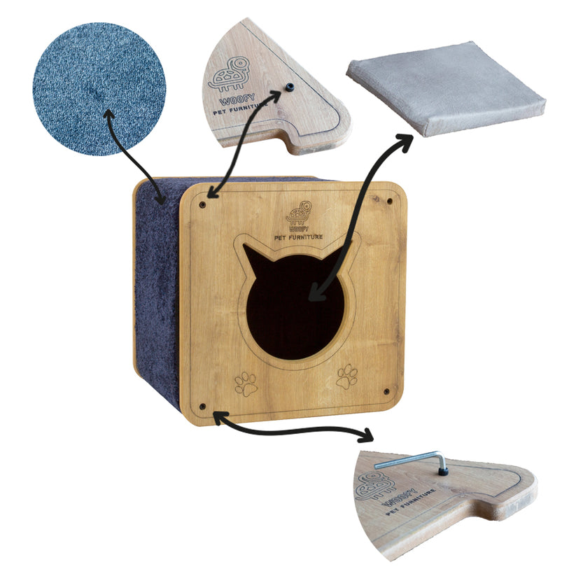 Woofy Pet | Catsy | Katzenhaus mit kratzfestem Teppich-PetsFinest