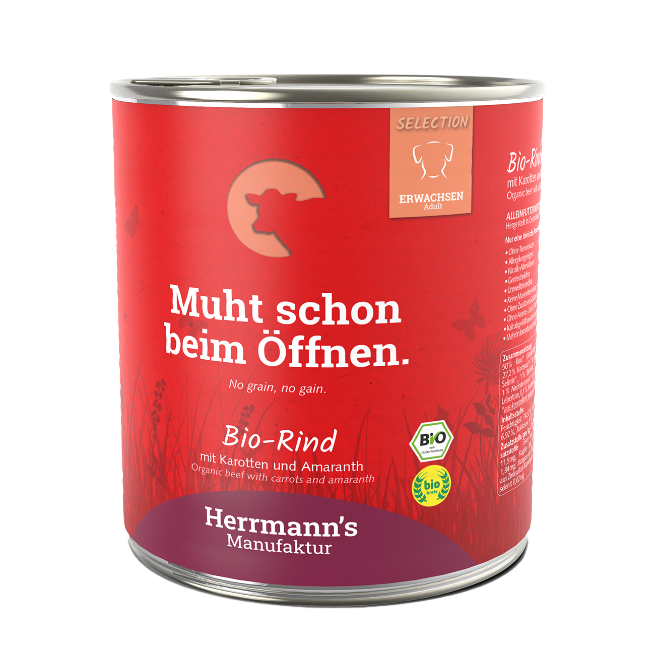 Herrmanns Erwachsen Bio-Rind | Karotten Amaranth und Sellerie | Dose-PetsFinest