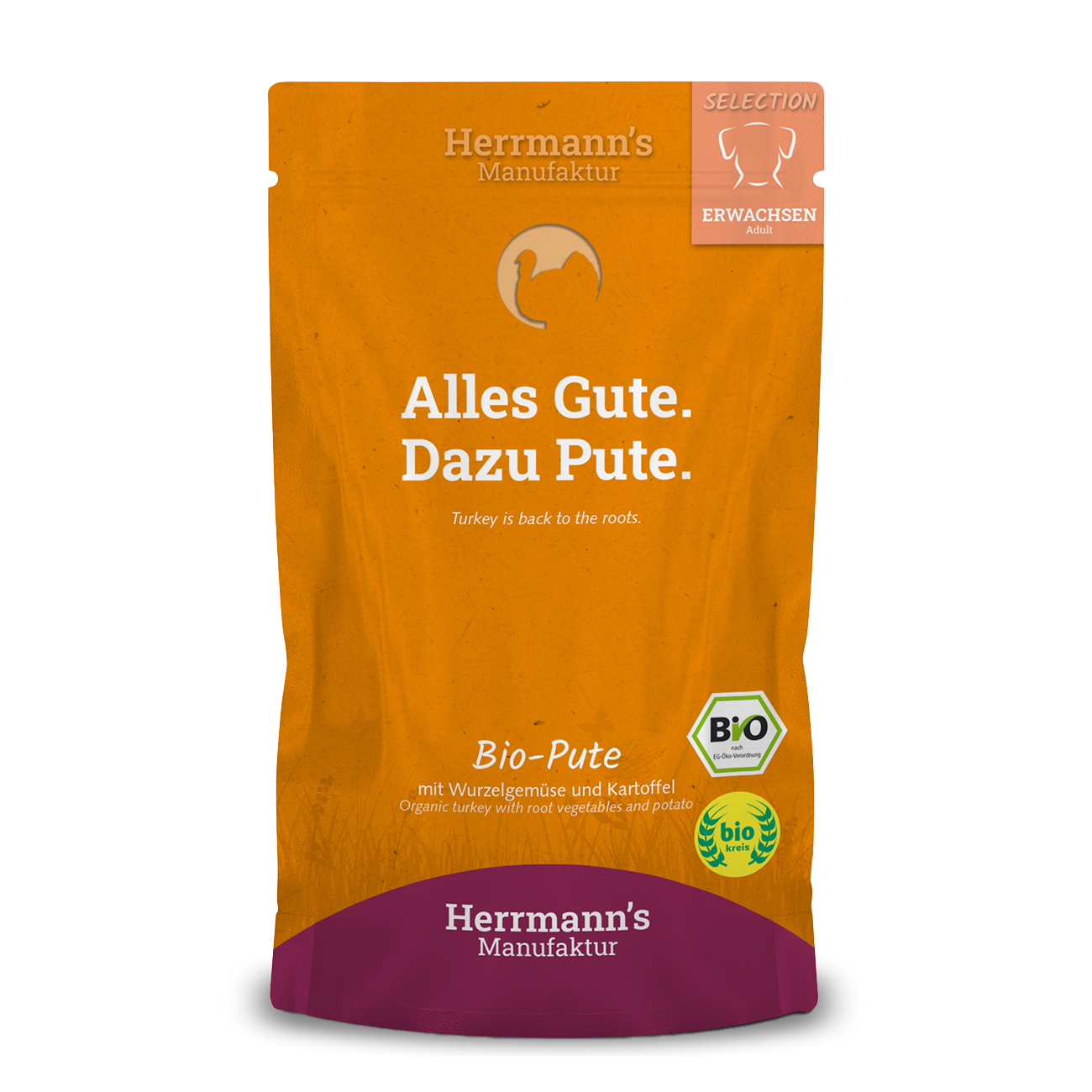 Herrmanns Erwachsen Bio-Pute | Rübe Kartoffeln und Fenchel | Pack-PetsFinest