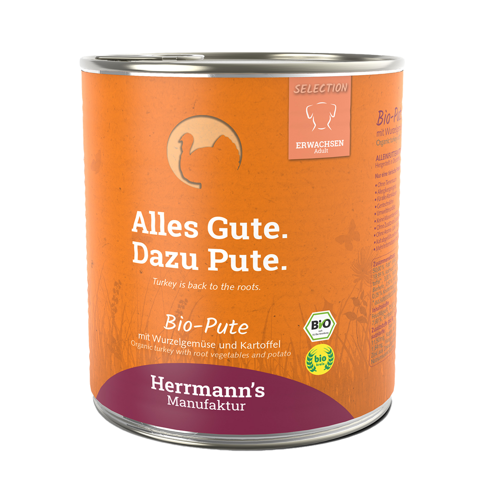 Herrmanns Erwachsen Bio-Pute | Rübe Kartoffeln und Fenchel | Dose-PetsFinest