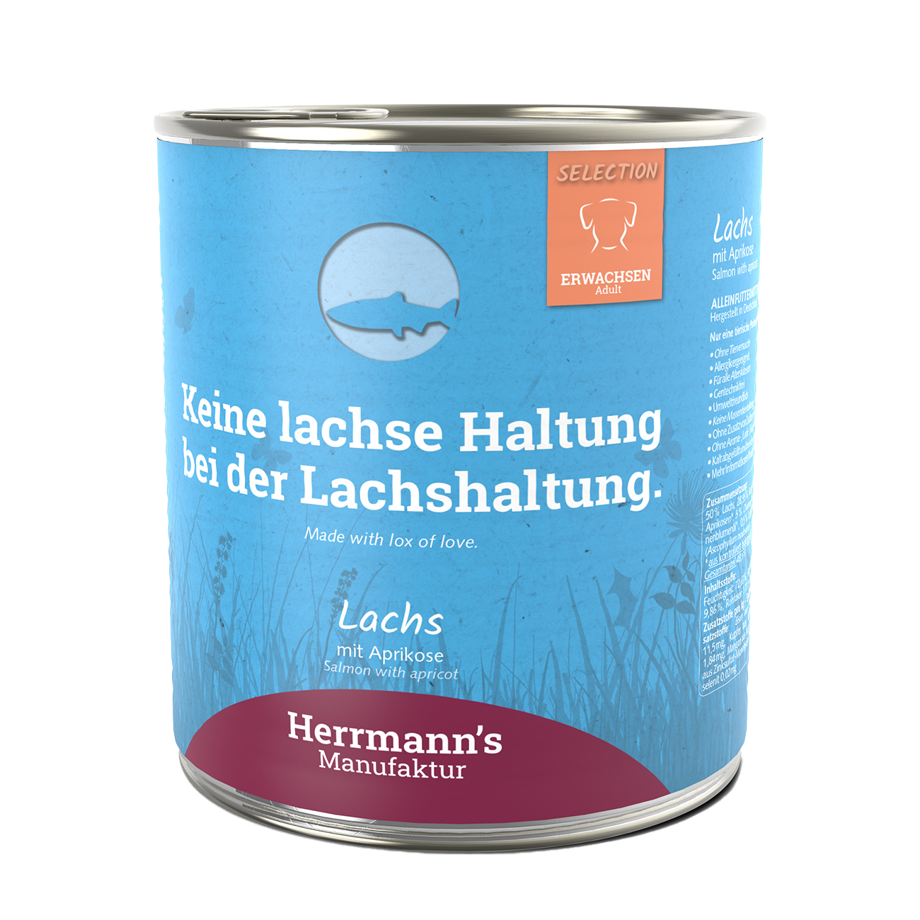 Herrmanns Erwachsen Lachs | Aprikose Kartoffel und Chiasamen | Dose-PetsFinest