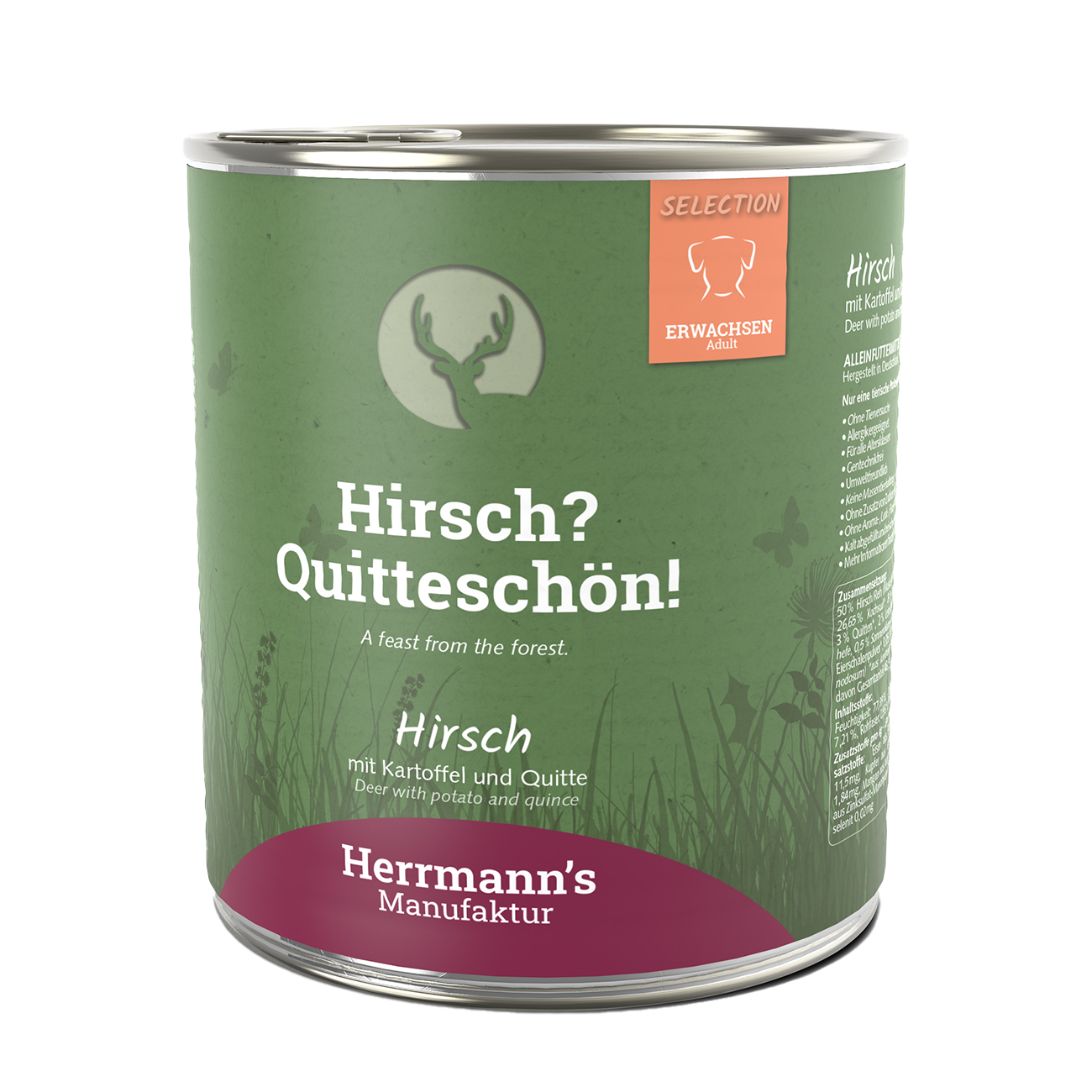 Herrmanns Erwachsen Hirsch | Kartoffel Zucchini und Quitte | Dose-PetsFinest