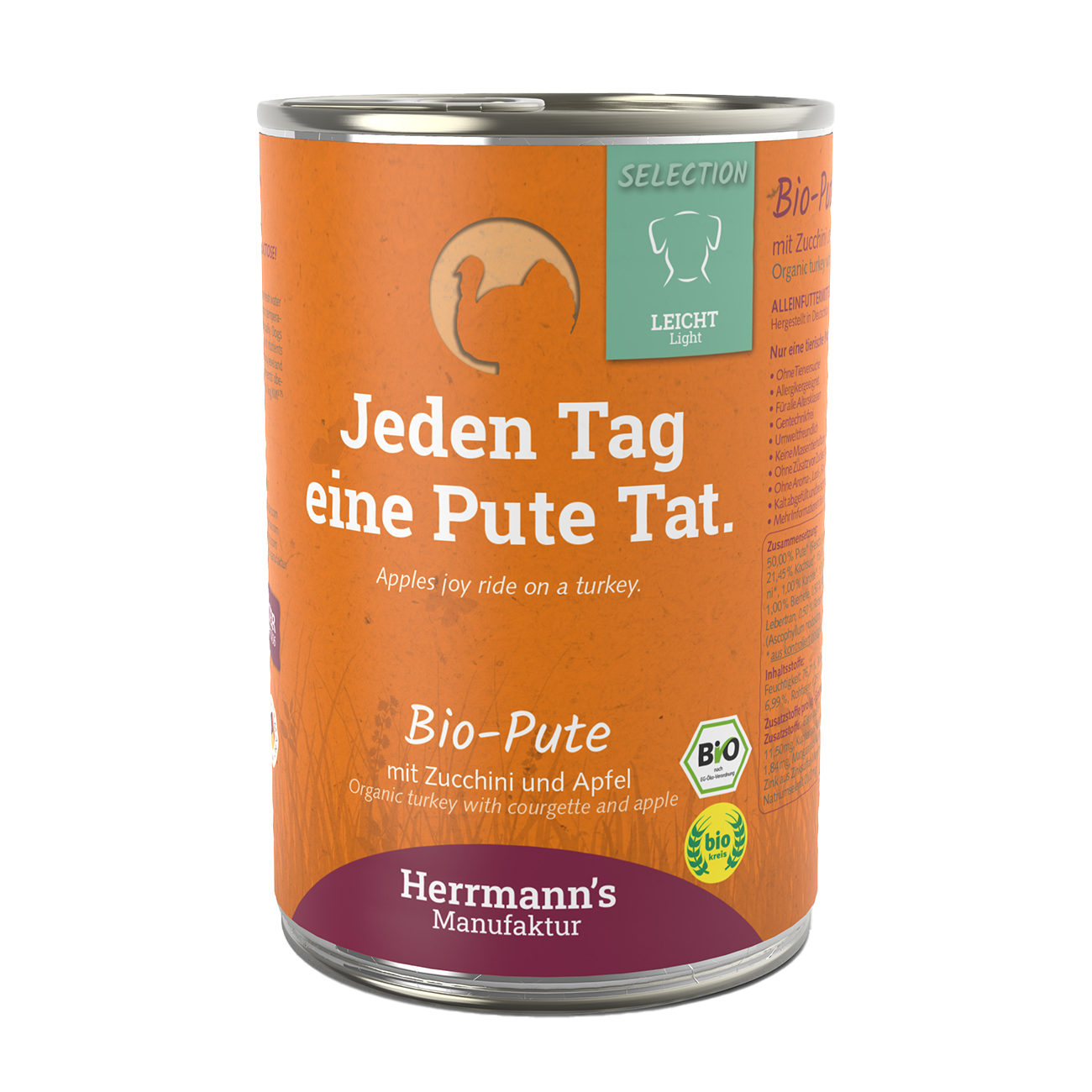 Herrmanns Leicht Bio-Pute | Apfel Zucchini | Dose-PetsFinest