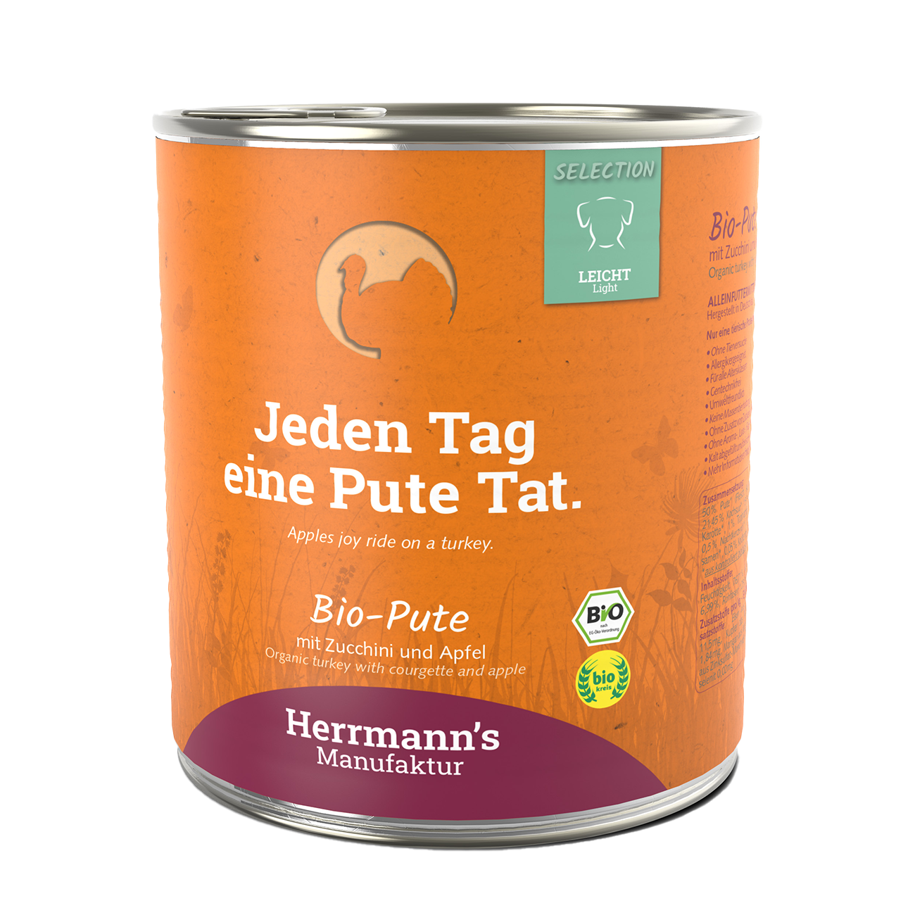 Herrmanns Leicht Bio-Pute | Apfel Zucchini | Dose-PetsFinest