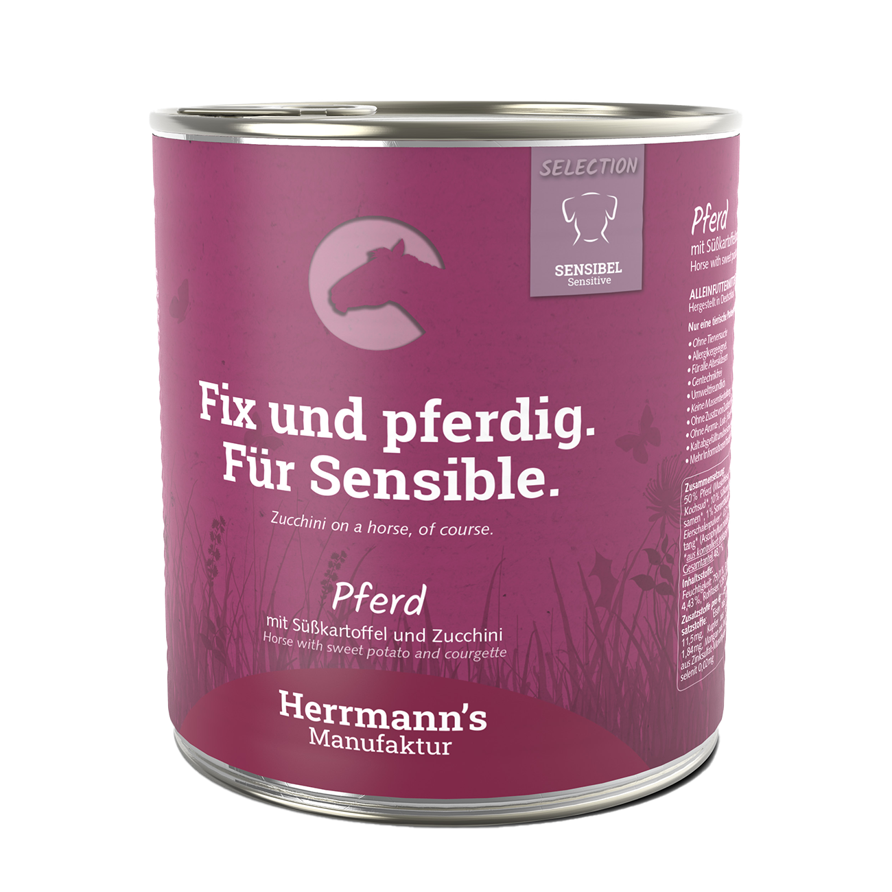 Herrmanns Sensibel Pferd | Süsskartoffel Zucchini und Leinöl | Dose-PetsFinest