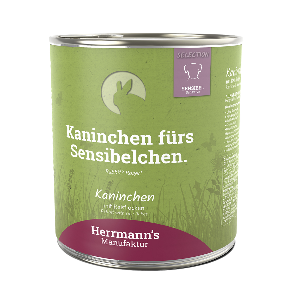 Herrmanns Sensibel Kaninchen | Reisflocken Karotte und Apfel | Dose-PetsFinest