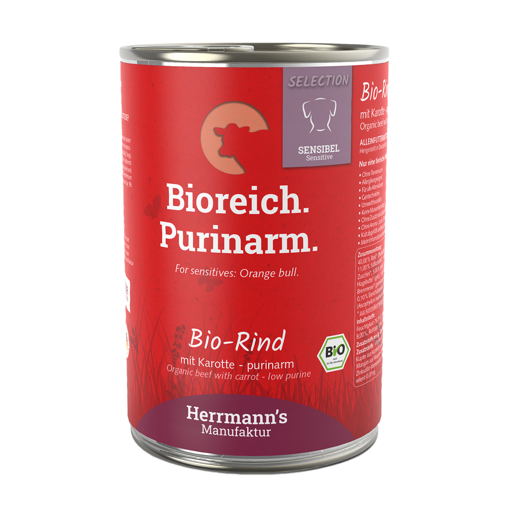 Herrmanns Sensibel Bio-Rind | Karotten - purinarm | Dose-PetsFinest