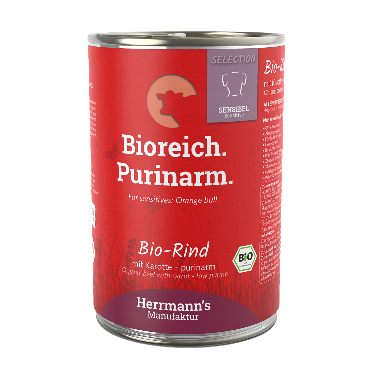 Herrmanns Sensibel Bio-Rind | Karotten - purinarm | Dose-PetsFinest