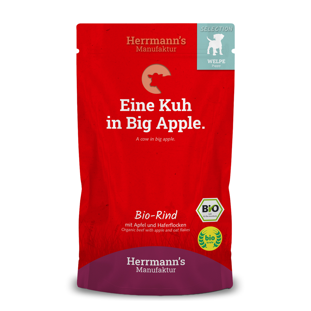 Herrmanns Welpe Bio-Rind | Apfel Karotte und Haferflocken | Pack-PetsFinest