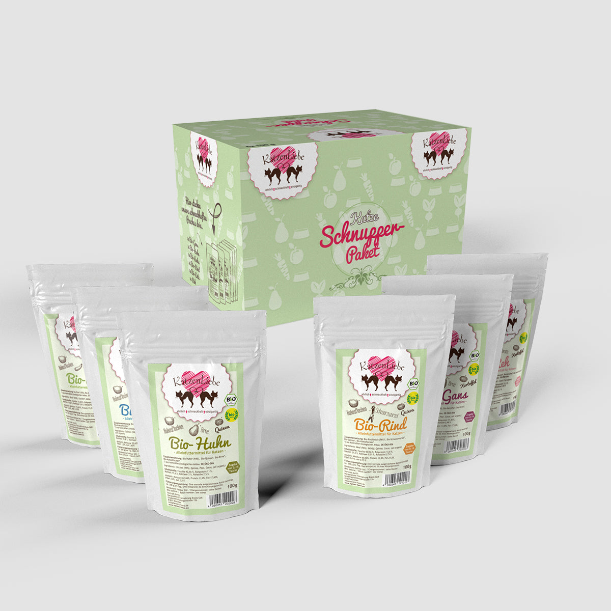 Katzenliebe | Schnupperpaket Katze aller 6 KatzenLiebe Menues | Pouch-PetsFinest