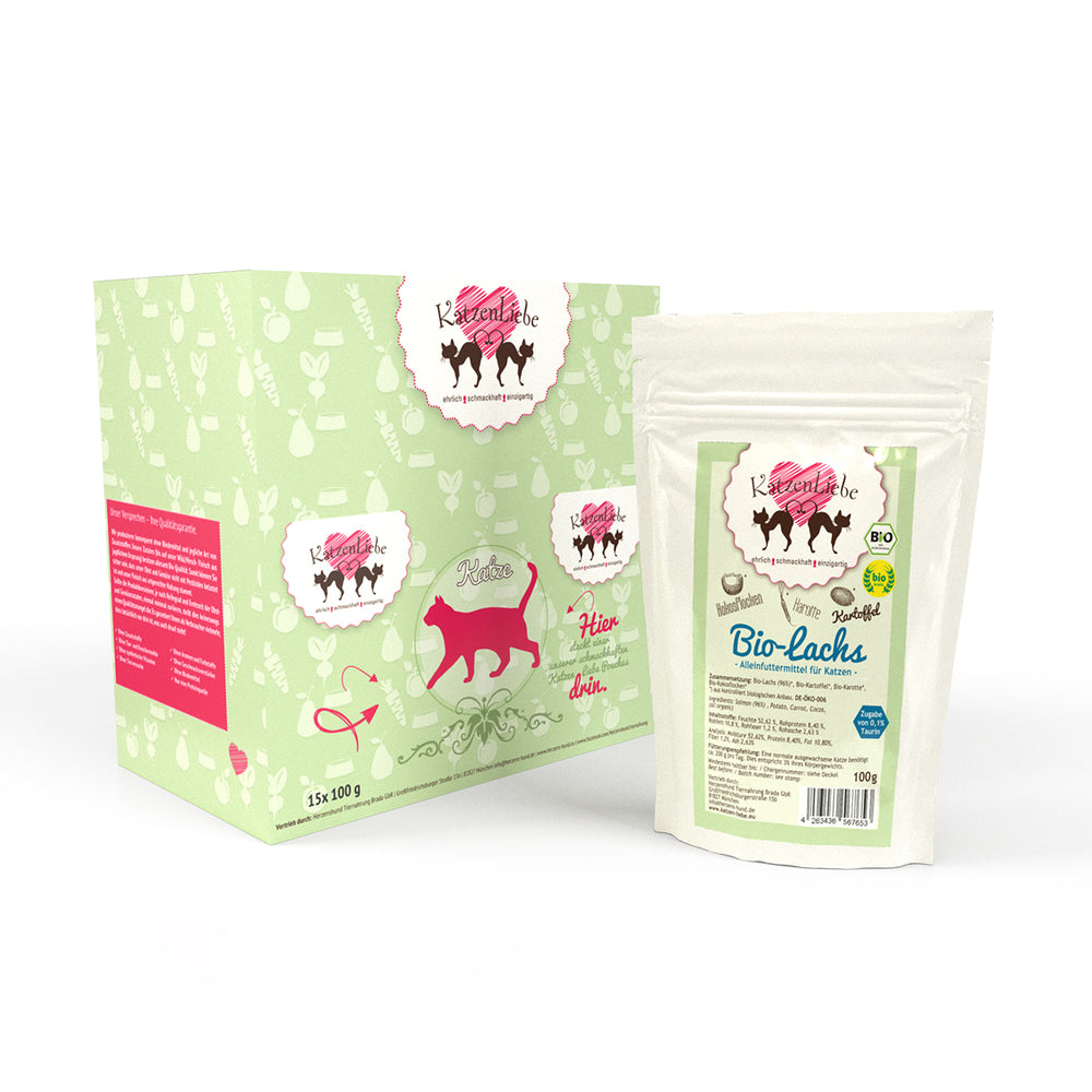 Katzenliebe | Bio-Lachs mit Bio-Kartoffel, Bio-Karotten, Bio-Kokosflocken-PetsFinest