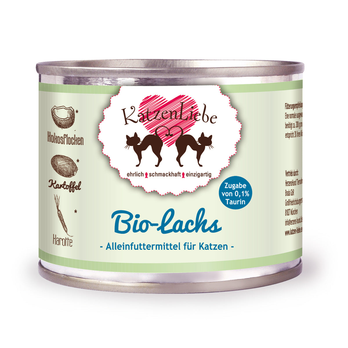 Katzenliebe | Bio-Lachs mit Bio-Kartoffel, Bio-Karotten, Bio-Kokosflocken-PetsFinest