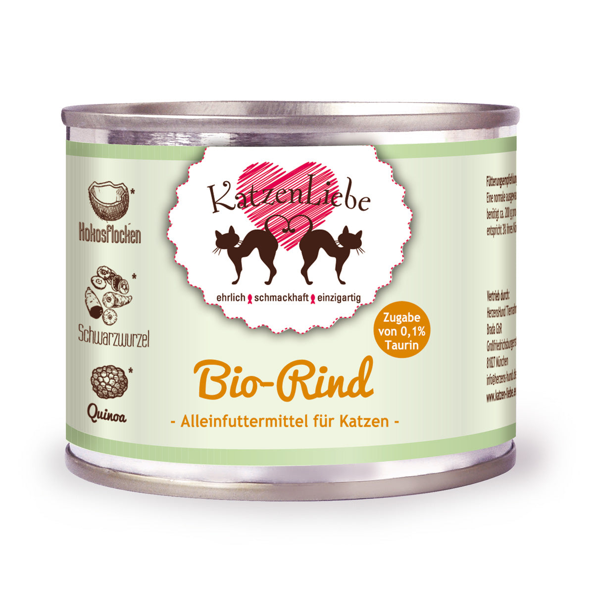 Katzenliebe | Bio-Rind mit Bio-Schwarzwurzel, Bio-Quinoa, Bio-Kokosflocken-PetsFinest