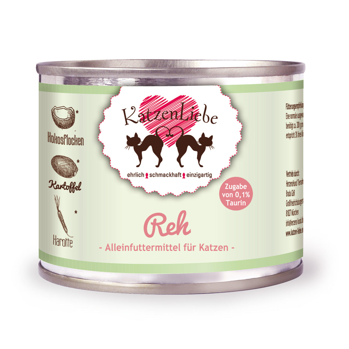 Katzenliebe | Reh mit Bio-Kartoffel, Bio-Karotte, Bio-Kokosflocken-PetsFinest