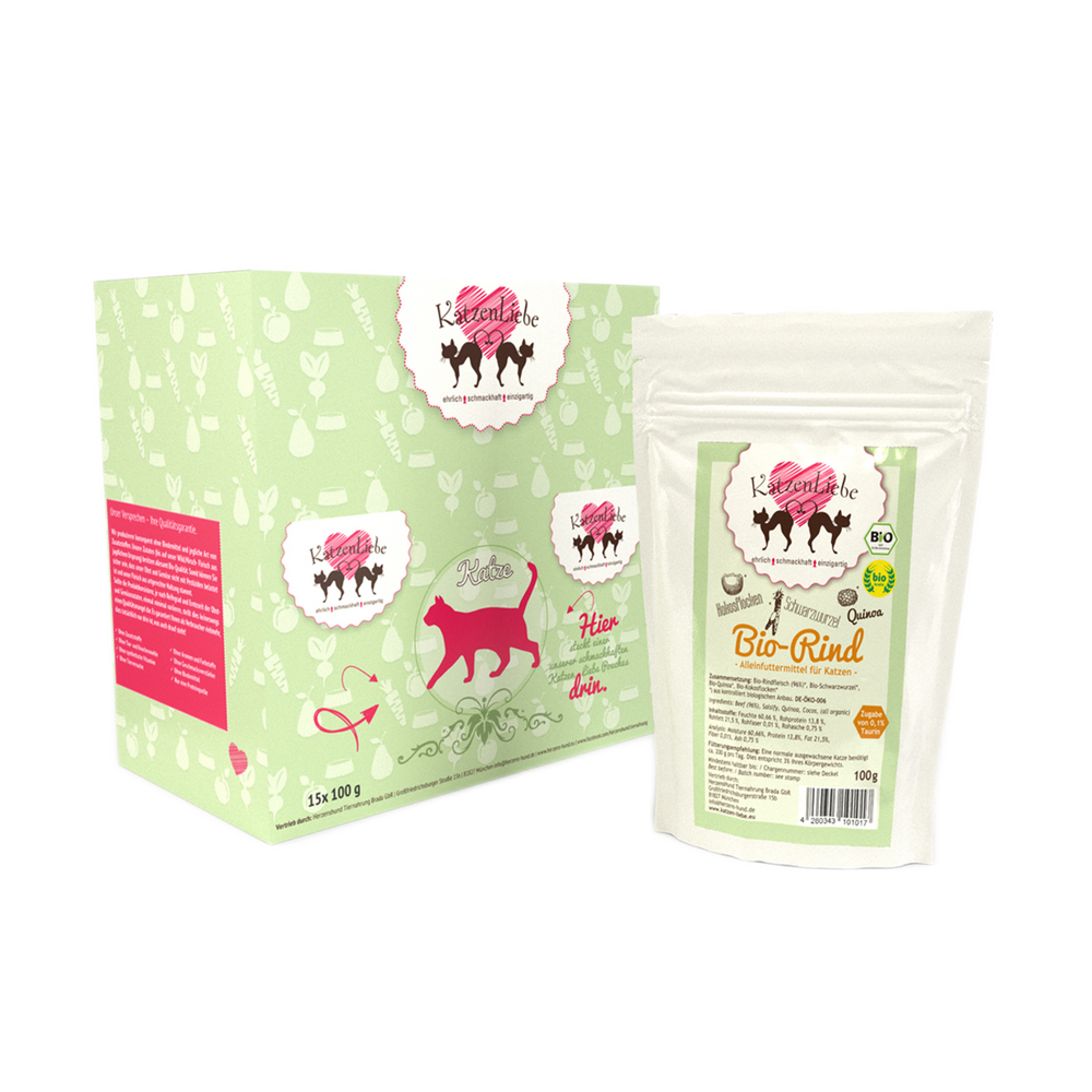 Katzenliebe | Bio-Rind mit Bio-Schwarzwurzel, Bio-Quinoa, Bio-Kokosflocken-PetsFinest