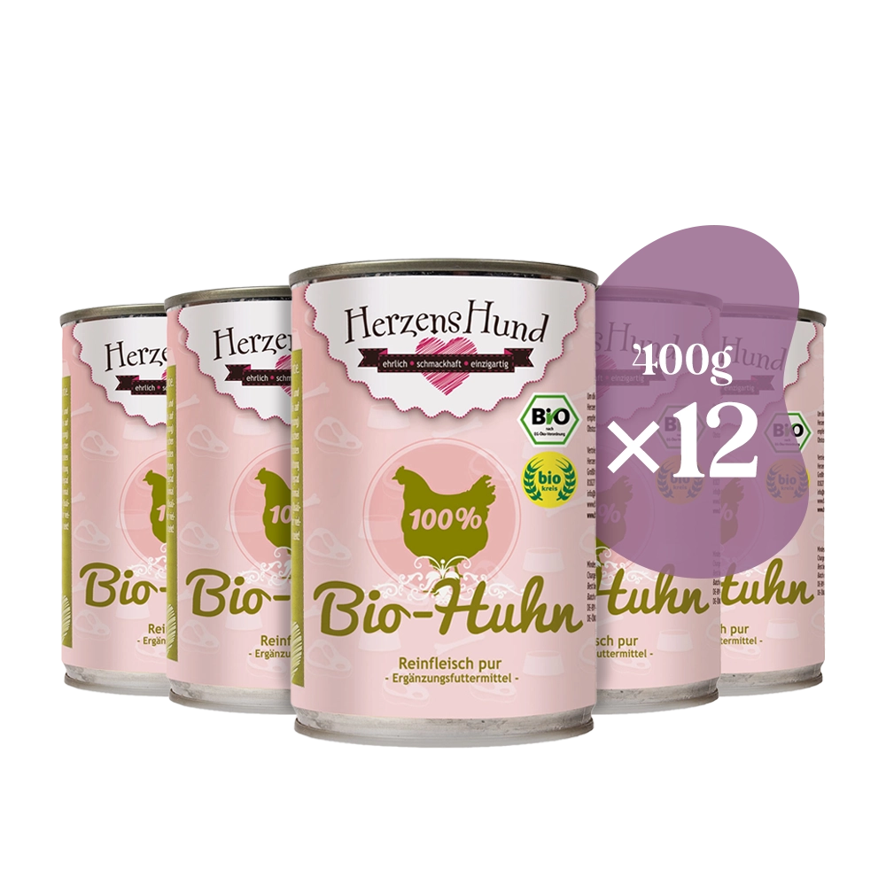 HerzensHund | Reinfleisch 100% Bio-Huhn (Brustfleisch Hälse Hühnerklein)