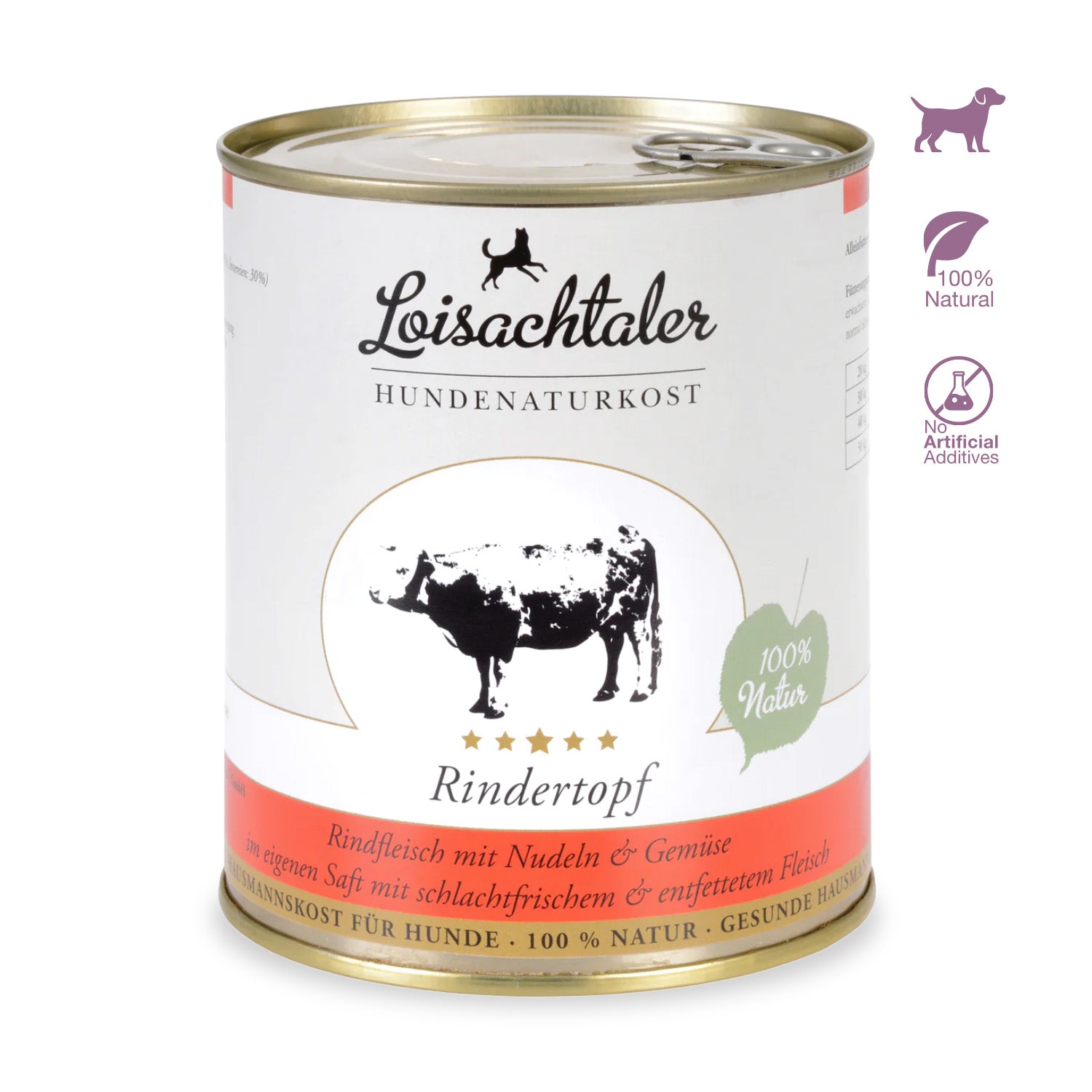 Der Loisachtaler Rindertopf von PetsFinest ist in der Dose erhältlich, 100 % natürlich, ohne künstliche Zusätze und Natur-Hundefutter.