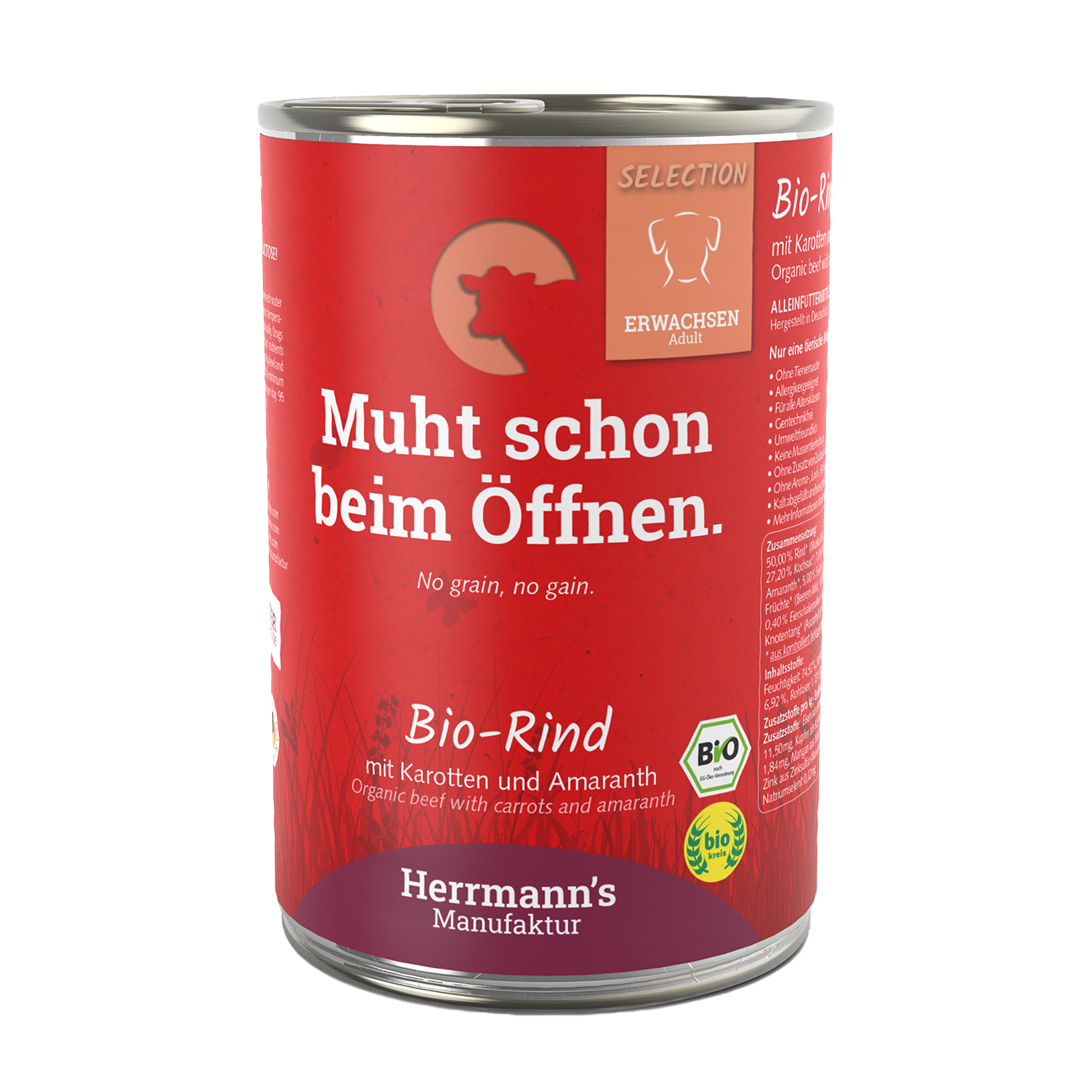 Herrmanns Erwachsen Bio-Rind | Karotten Amaranth und Sellerie | Dose