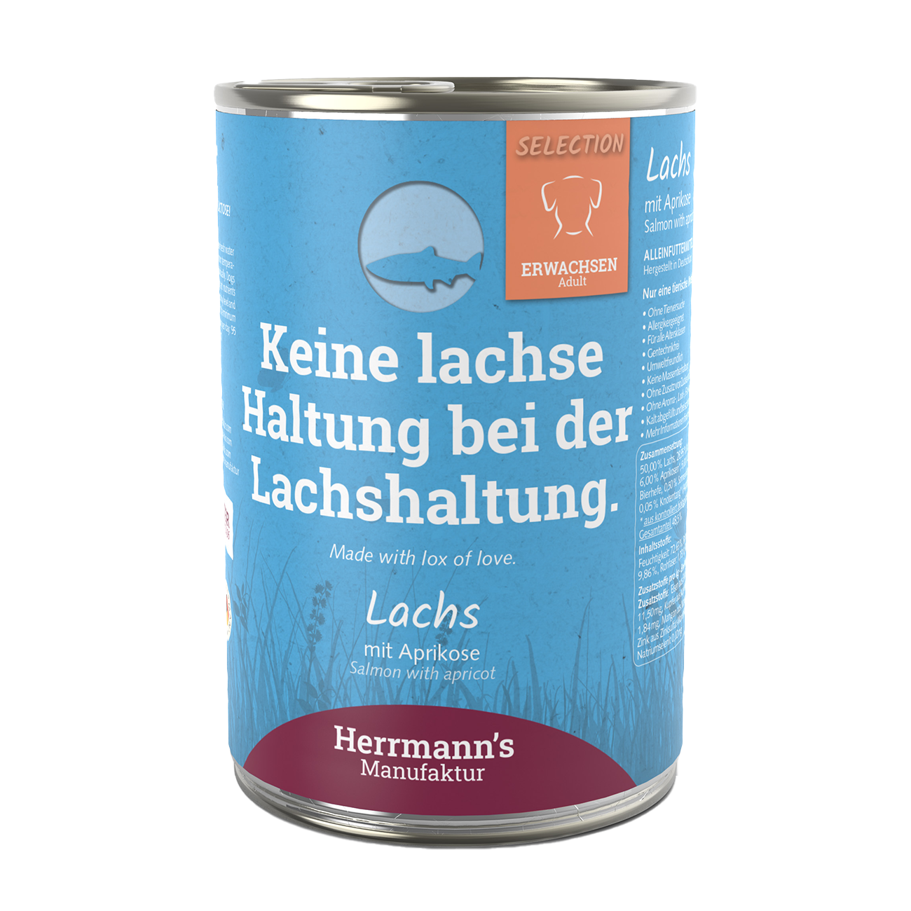 Herrmanns Erwachsen Lachs | Aprikose Kartoffel und Chiasamen | Dose