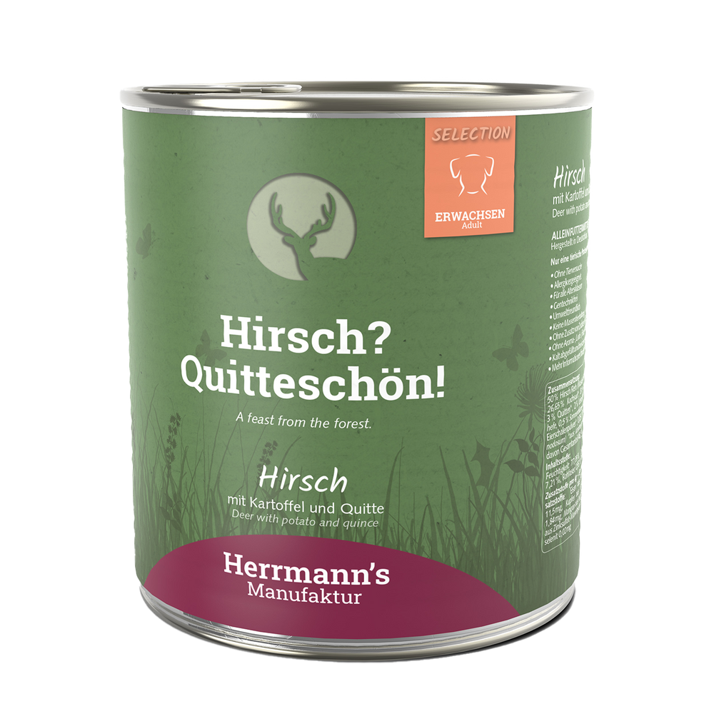 Herrmanns Erwachsen Hirsch | Kartoffel Zucchini und Quitte | Dose-PetsFinest