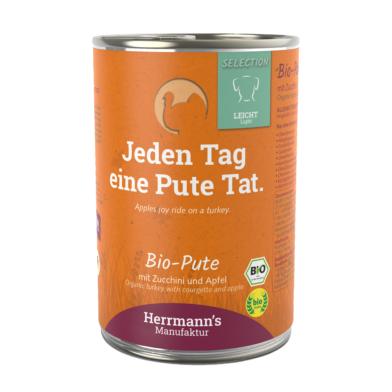 Herrmanns Leicht Bio-Pute | Apfel Salat Topi Zucchini Sellerie Leinöl | Dose