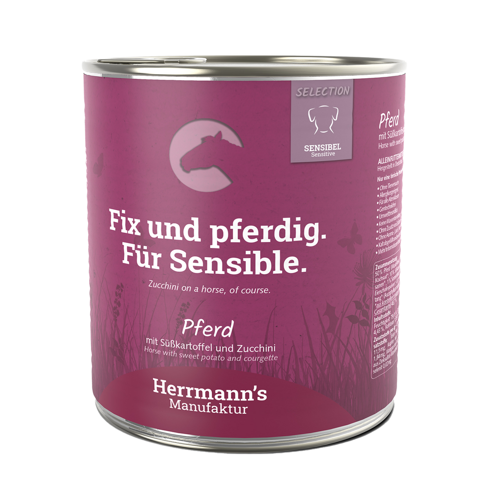 Herrmanns Sensibel Pferd | Süsskartoffel Zucchini und Leinöl | Dose-PetsFinest