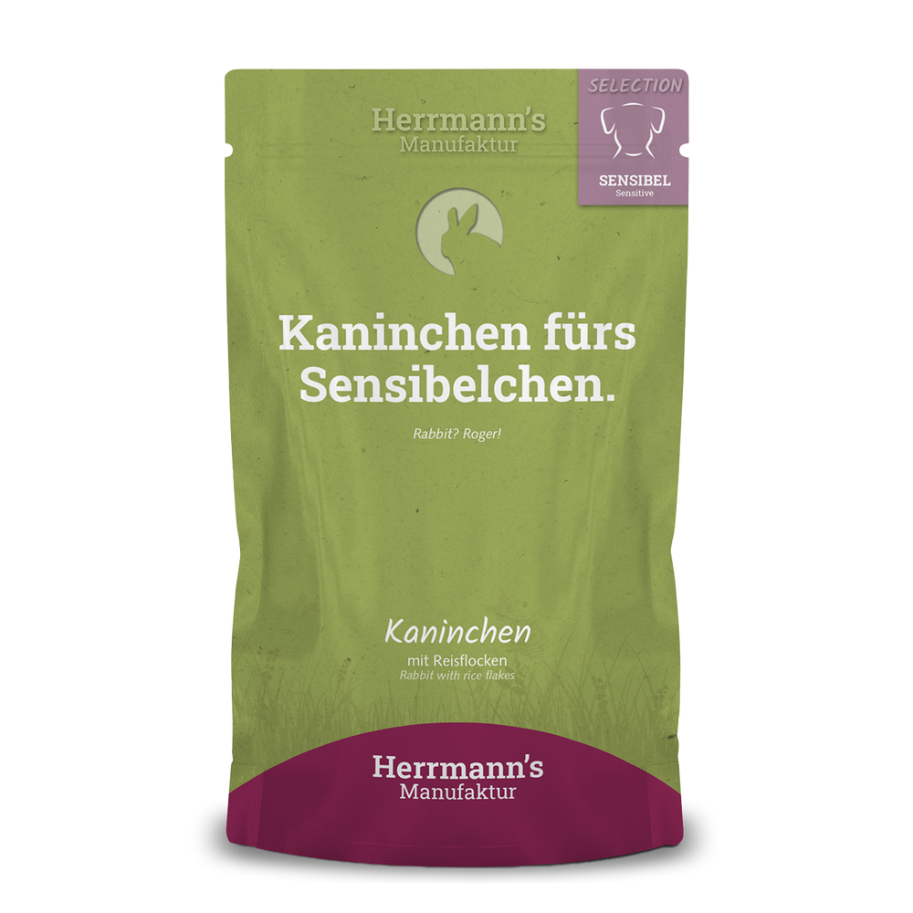 Herrmanns Sensibel Kaninchen | Reisflocken Karotte und Apfel | Pack-PetsFinest