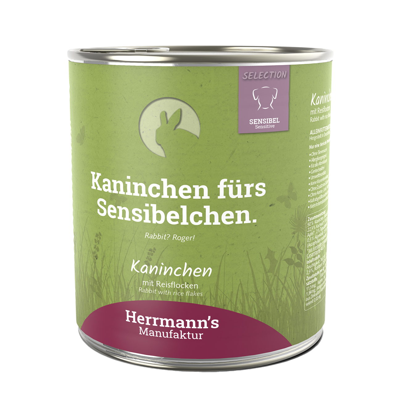 Herrmanns Sensibel Kaninchen | Reisflocken Karotte und Apfel | Dose-PetsFinest