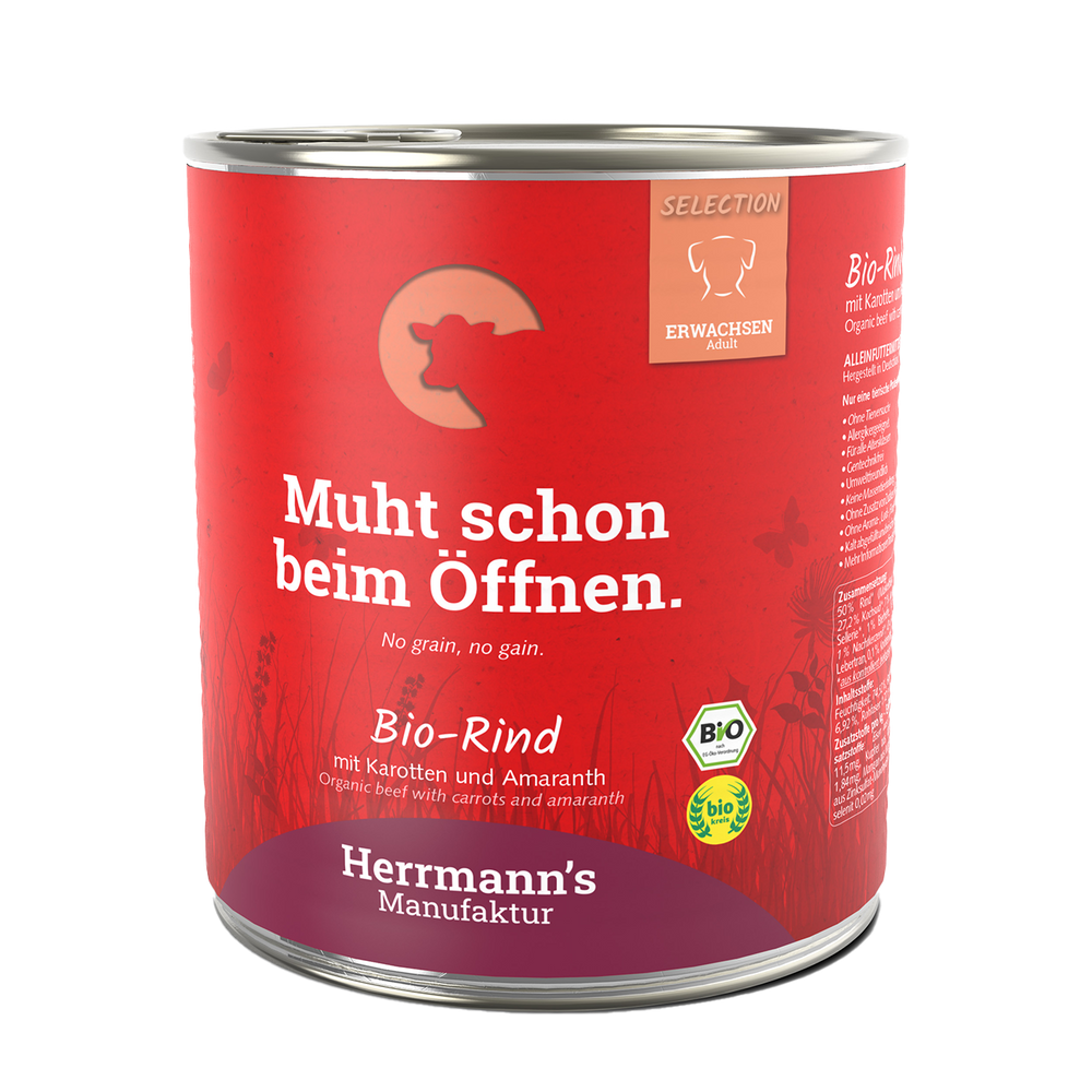 Herrmanns Sensibel Bio-Rind | Karotten - purinarm | Dose-PetsFinest